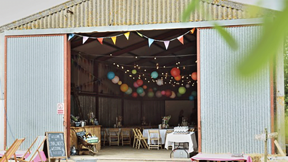 Wedding Lanterns Suspended on Festoon Lights