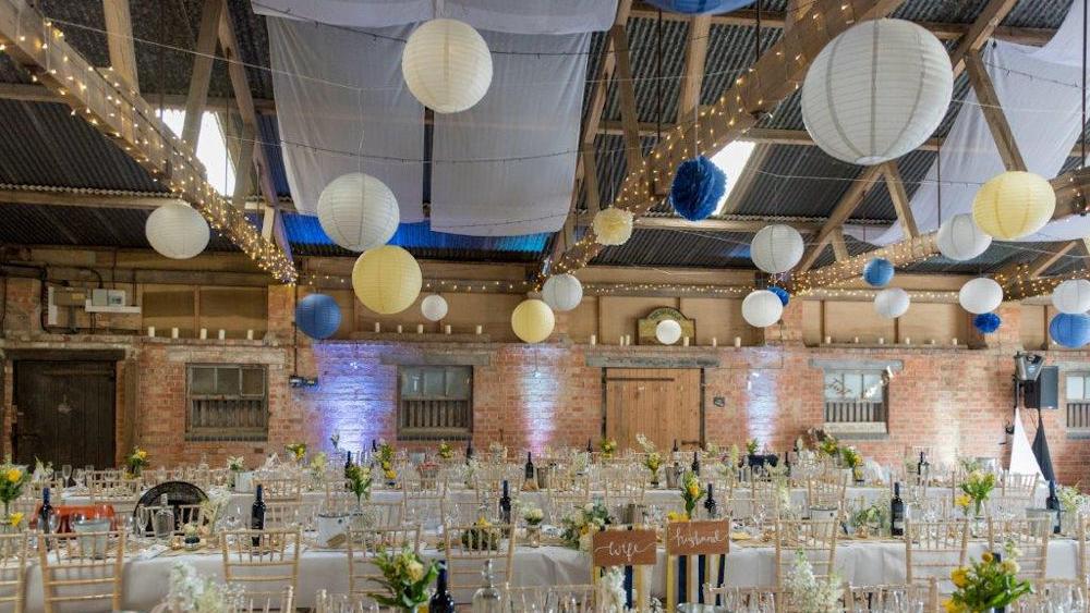 Navy Lanterns in a Rustic Barn