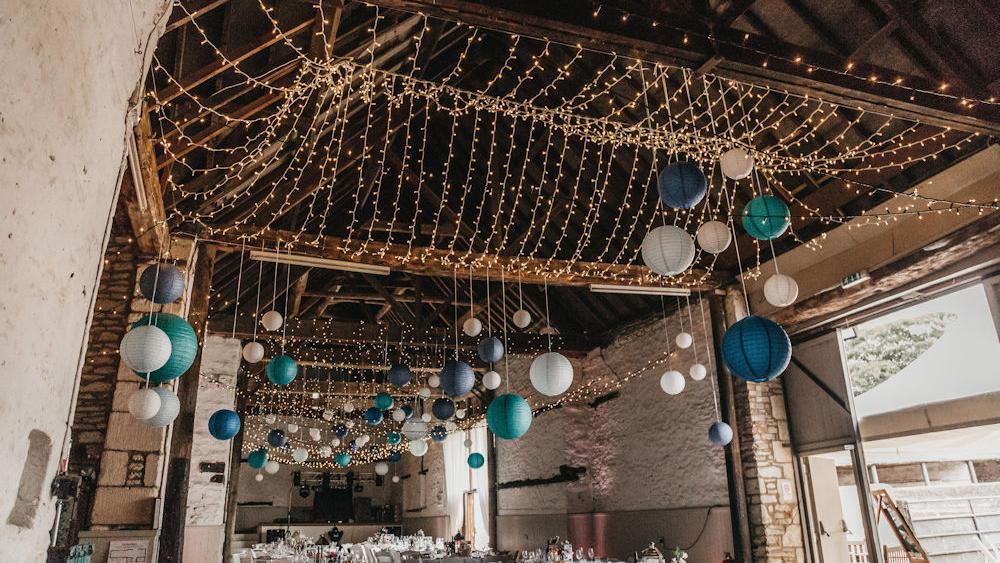 Blue Hanging Lanterns at Friars Court