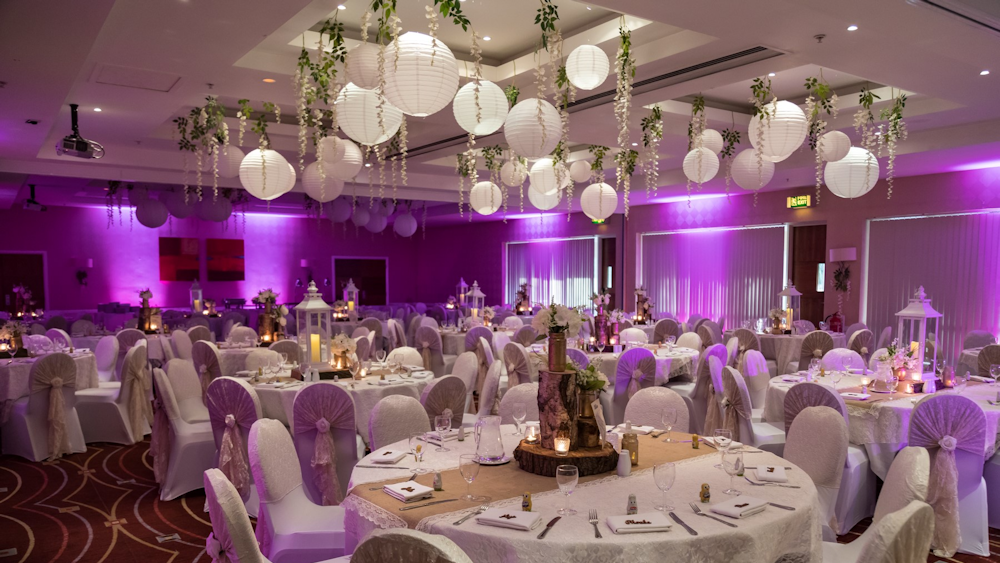 White Wedding Lanterns and Wisteria