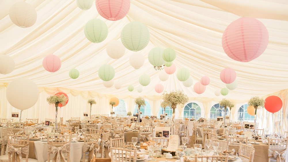 Perfectly Pretty Pastel Paper lanterns in Pink and Robin Egg