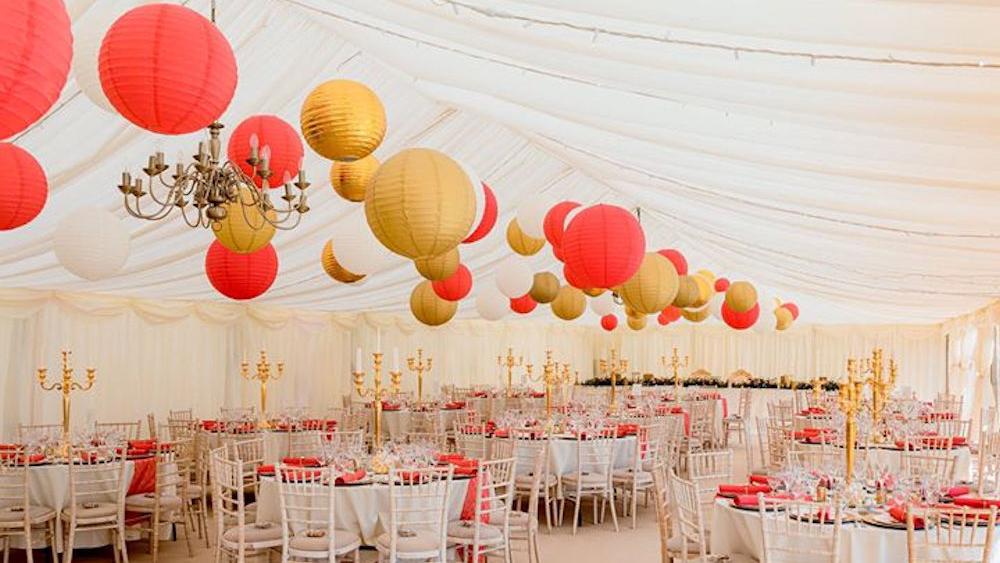 Red and Gold Paper Lanterns