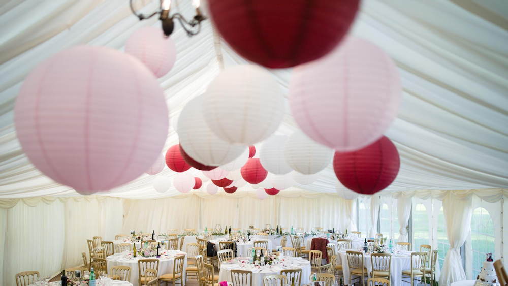 Rich Red and Soft Pink Hanging Lanterns