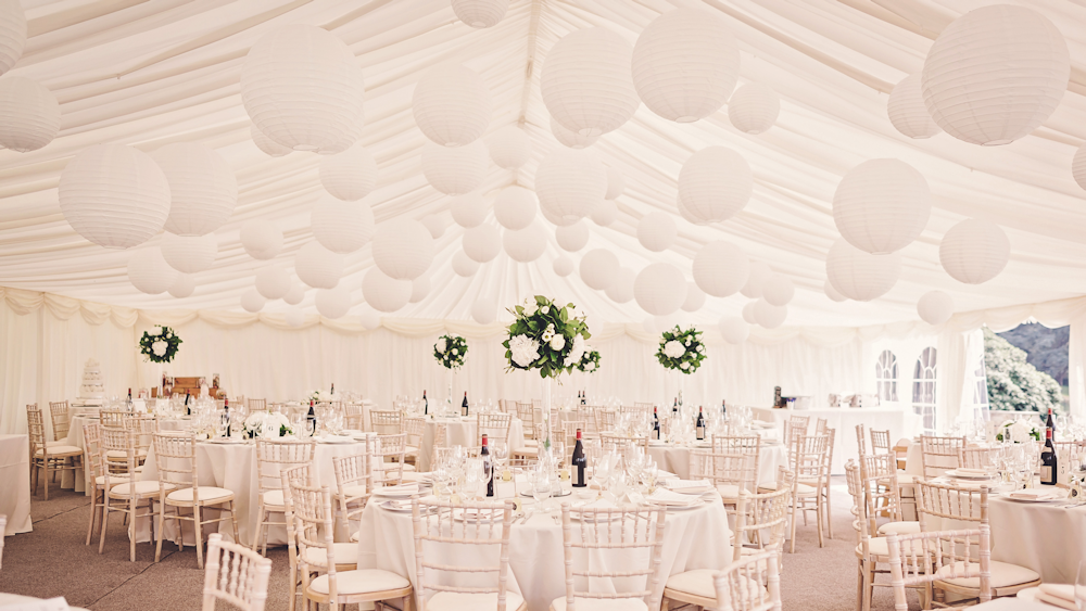 White Wedding Lanterns at Buckhurst Park