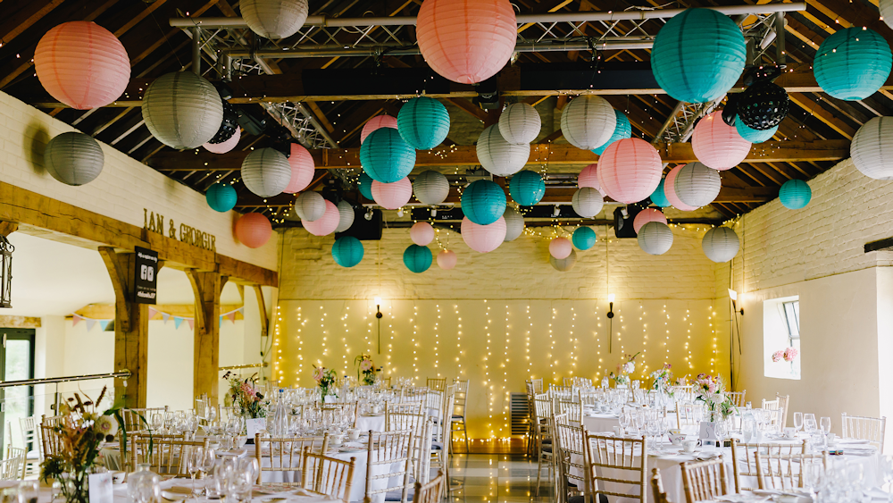 Pastel Paper Lanterns at Hautbois Hall, Norfolk