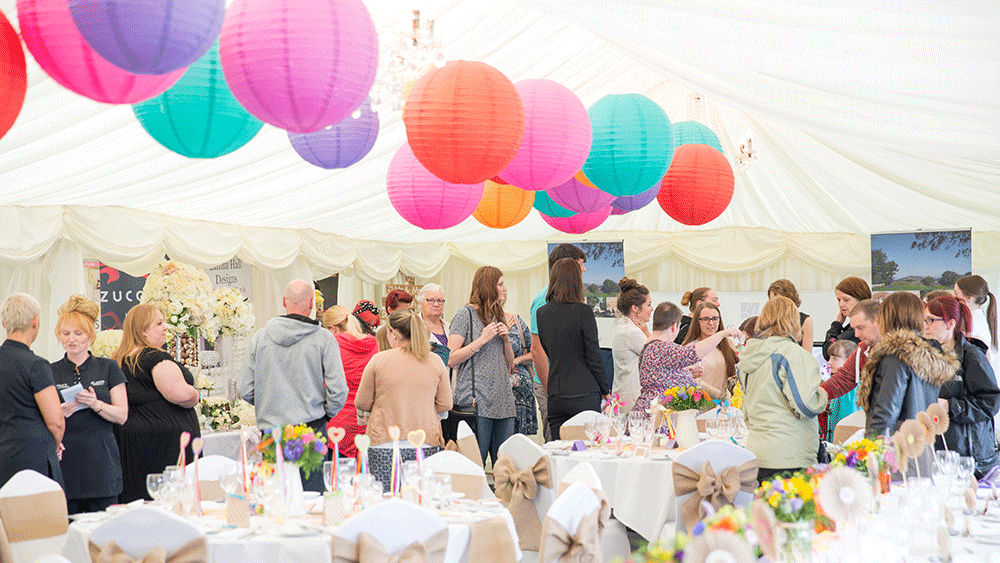 Welsh Hilltop Hotel Decorates Marquee with Coloured Lanterns