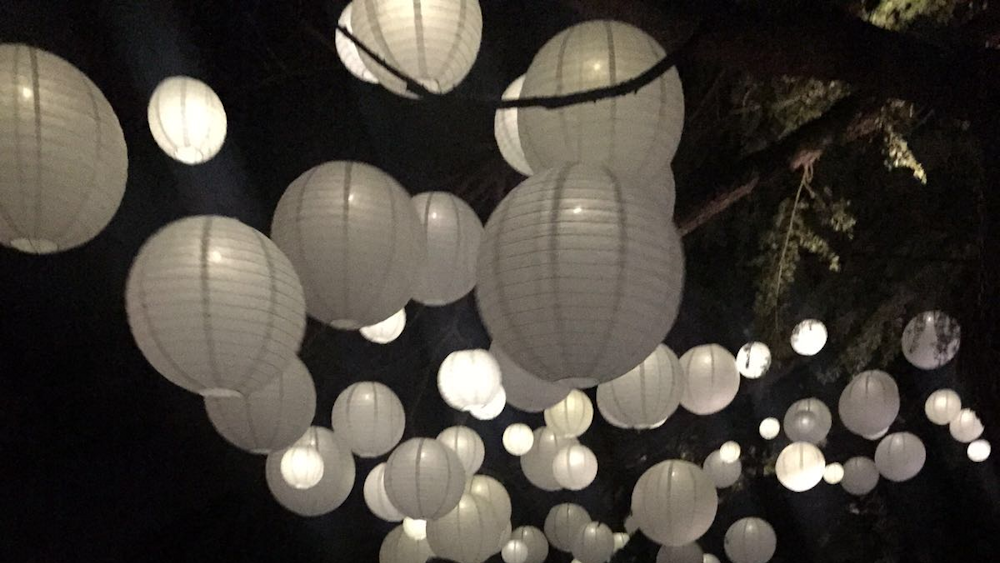 White Outdoor Lanterns Decorate New Forest Chill-out Space