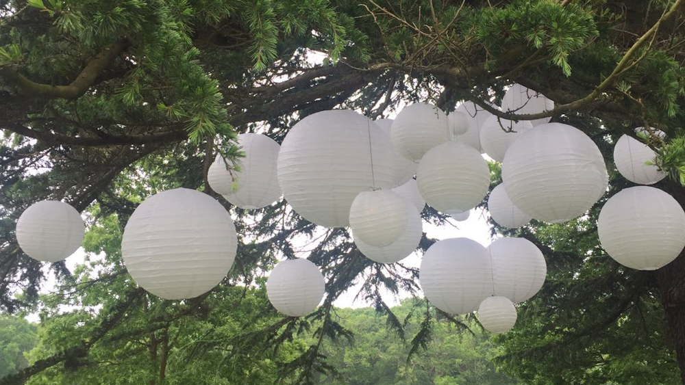 White Outdoor Lanterns Decorate New Forest Chill-out Space