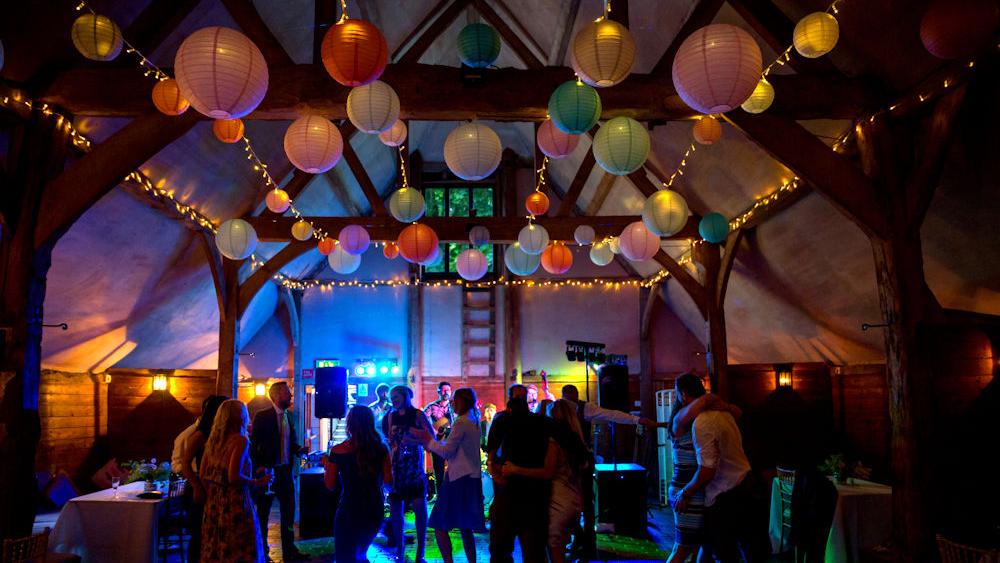 Pastel Hanging Lanterns at Lains Barn