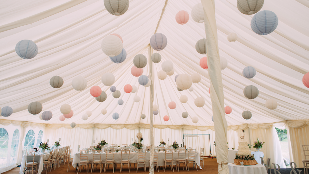 Pastel Lanterns Decorate Traditional Marquee