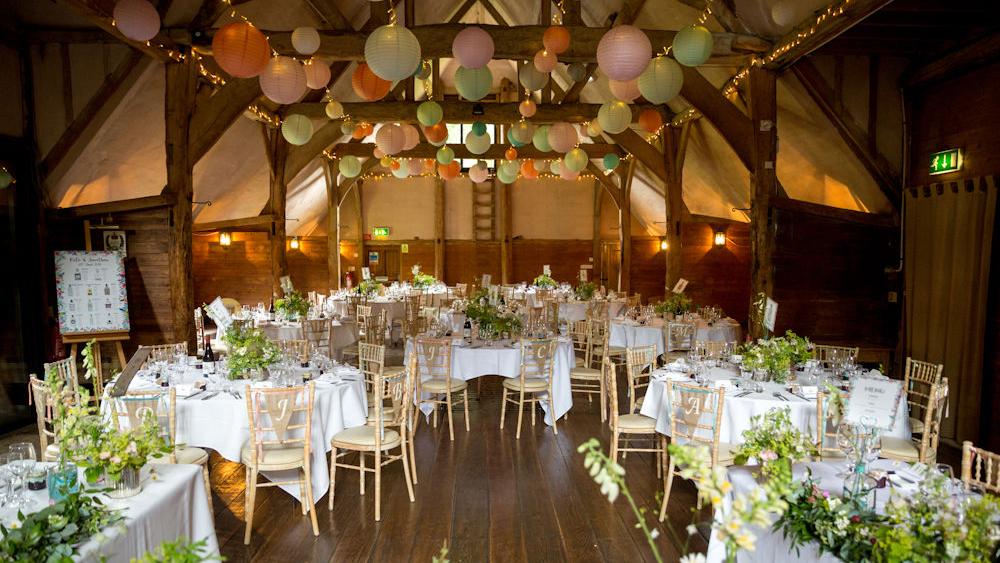 Pastel Hanging Lanterns at Lains Barn