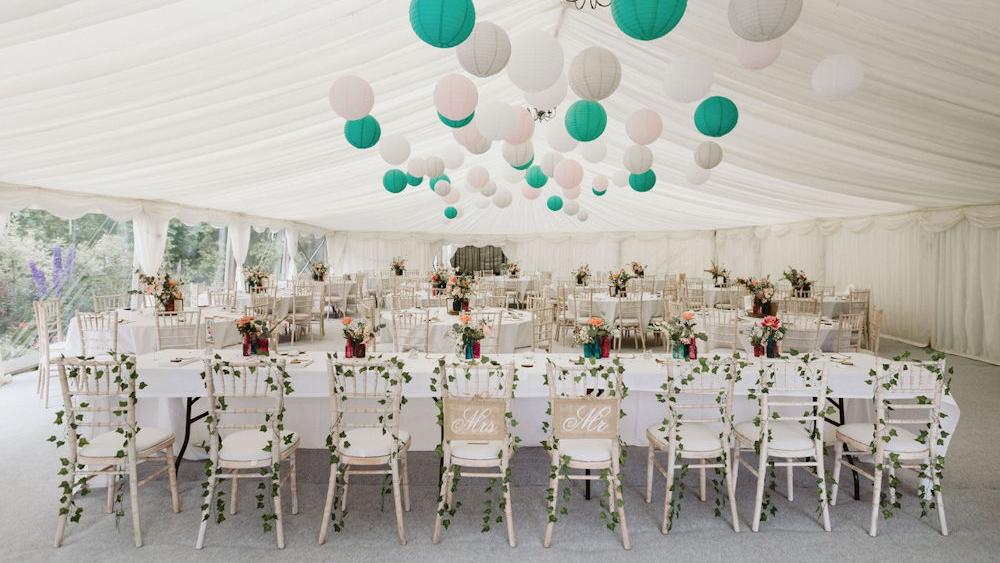 Teal and Pink Wedding Marquee Lanterns