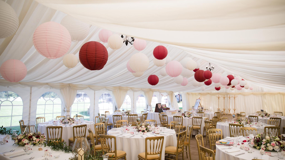 Rich Red and Soft Pink Hanging Lanterns