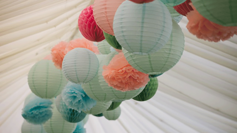 Baby Blue Round Paper Lanterns