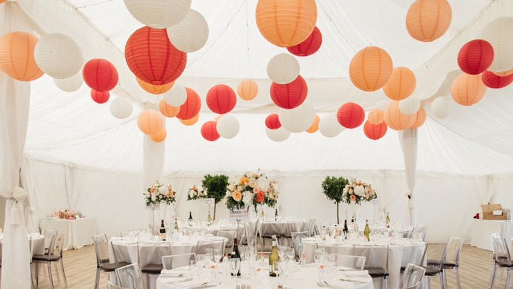 Coral and Peach Lanterns at Shilstone House