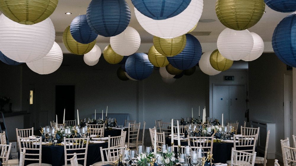 Navy and Gold NYE Wedding Lanterns