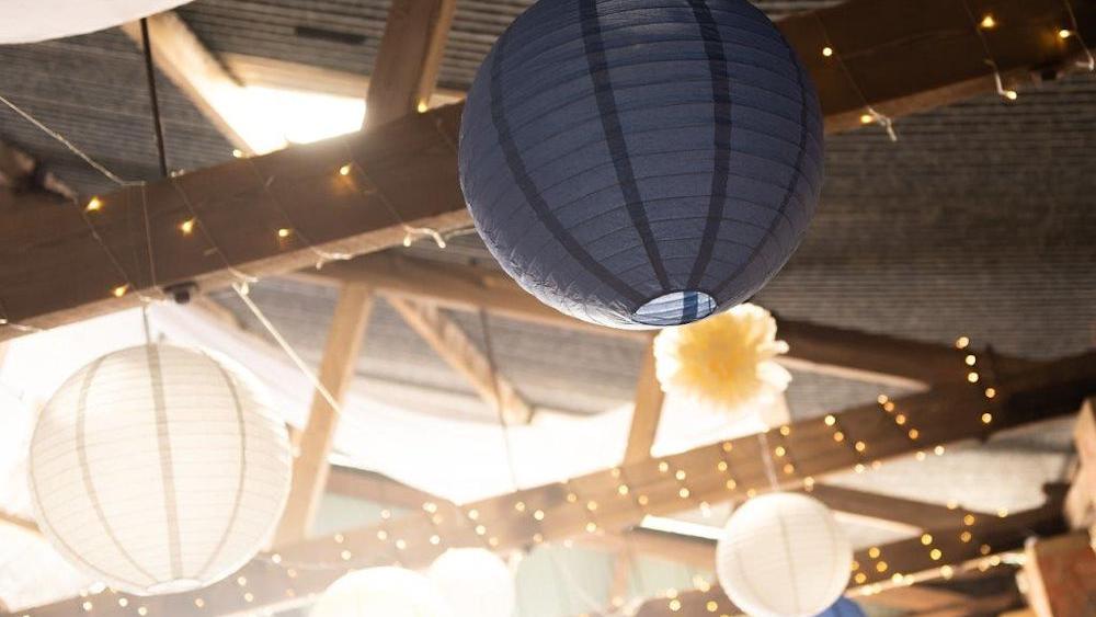 Navy Lanterns in a Rustic Barn