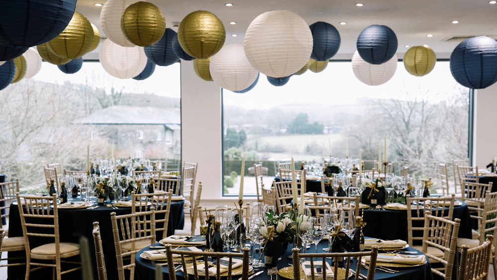 Navy and Gold NYE Wedding Lanterns