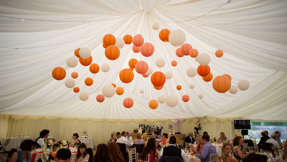 Vibrant paper hanging lanterns 