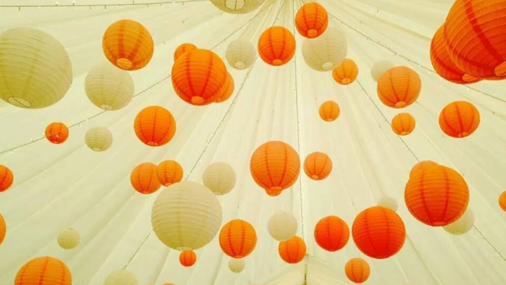 Vibrant paper hanging lanterns 