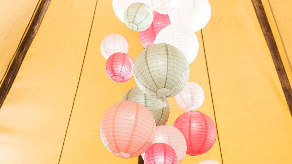 PapaKata Tepees decorated with Hanging Lanterns