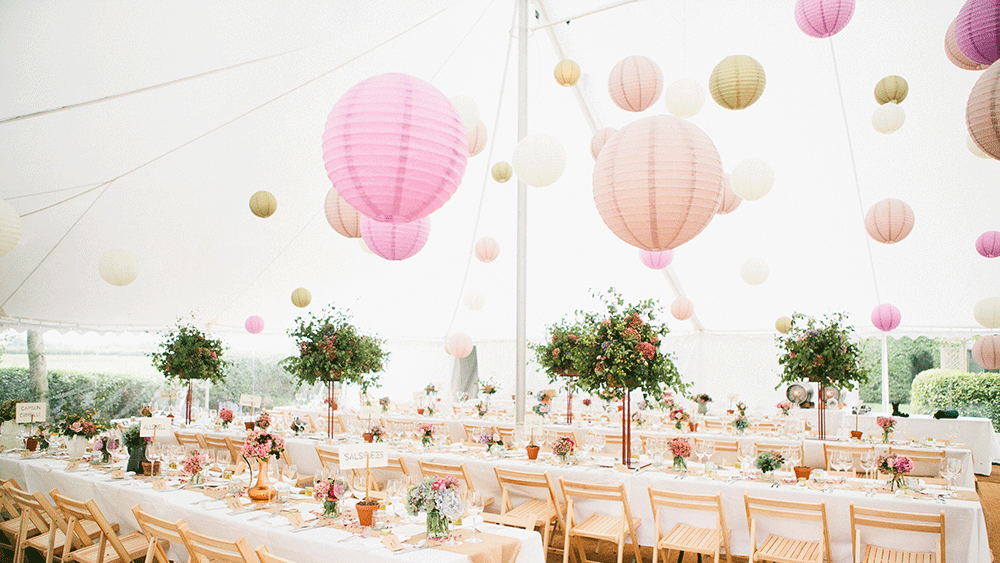Rustic Paper Lanterns add Whimsical Details to a Country Wedding