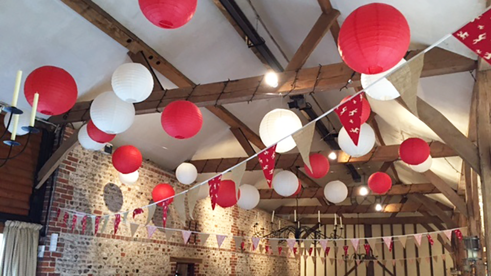 Sussex wedding lanterns at Upwaltham Barns