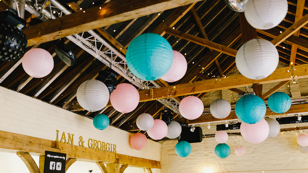 Pastel Paper Lanterns at Hautbois Hall, Norfolk