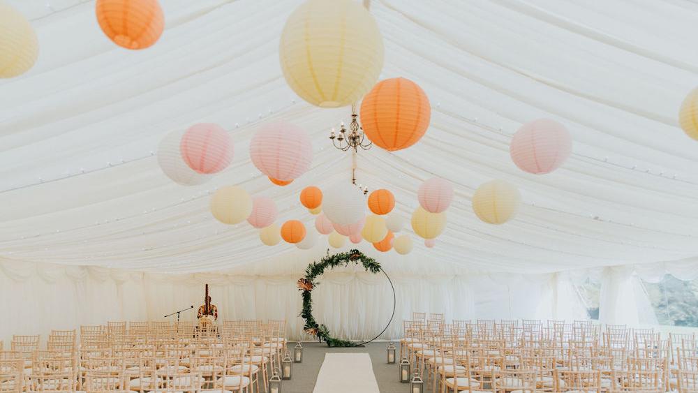 Pastel Hanging Lanterns at De Vere Selsdon Estate