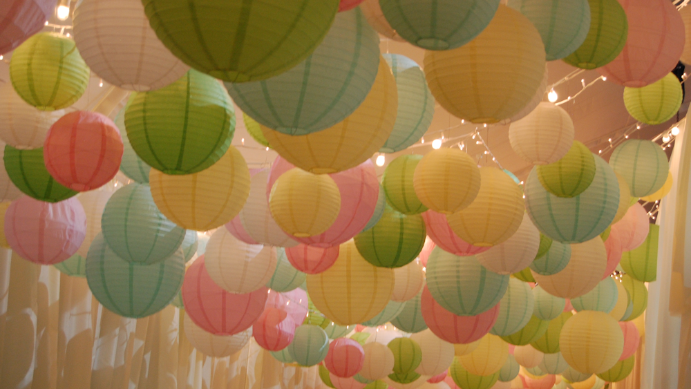 Pastel Wedding Lanterns decorate Battersea Power Station