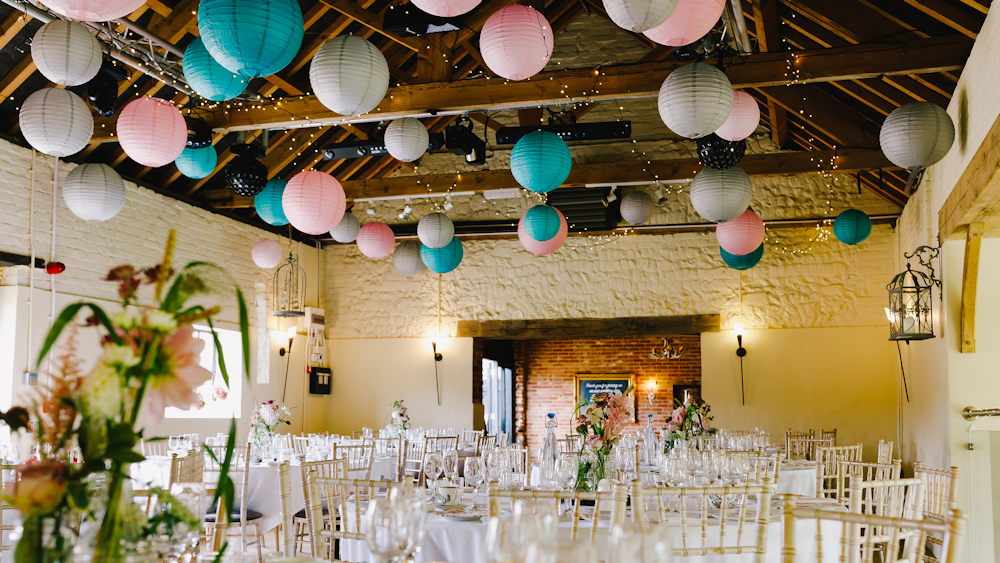 Pastel Paper Lanterns at Hautbois Hall, Norfolk