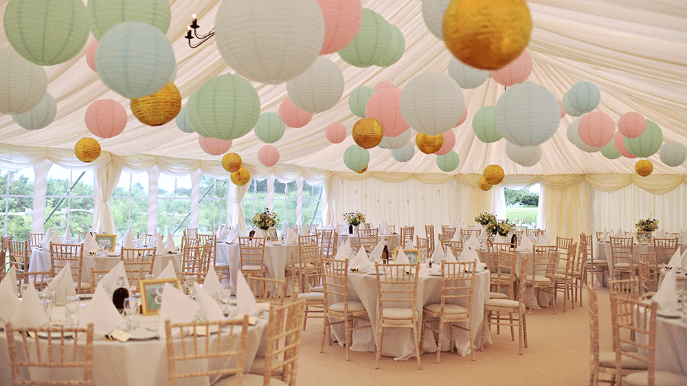 Pastel & Shimmering Gold Paper Lanterns