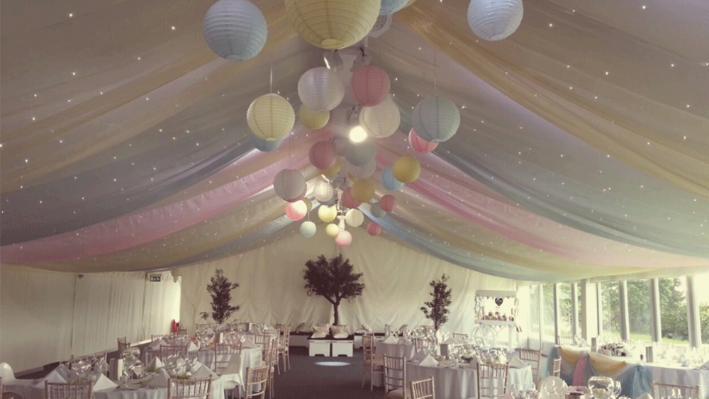 Stunning pastel lanterns at Alrewas Hayes Country House