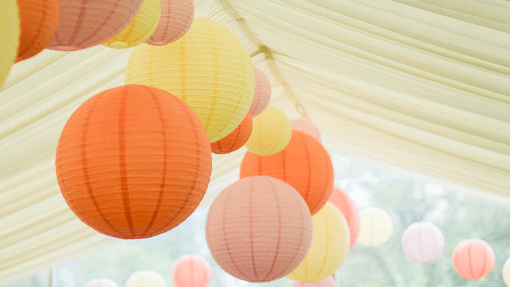 Geoff and Victorias Boho Wedding Lanterns at Rookwood House