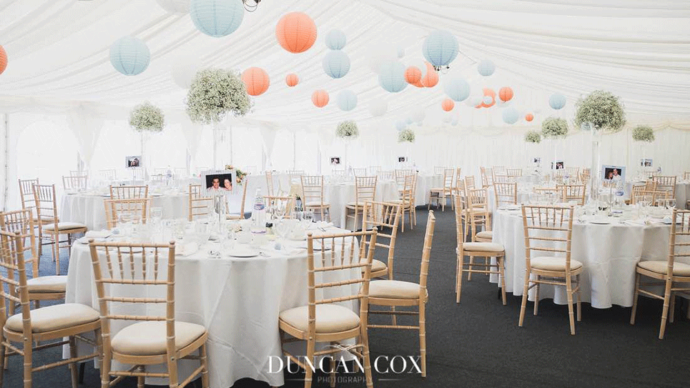 Baby Blue and Peach Paper Lanterns