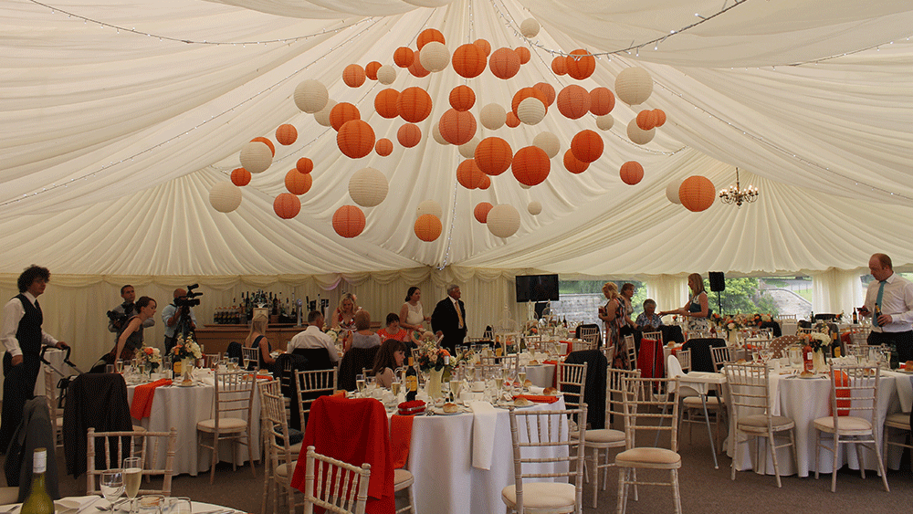 Vibrant paper hanging lanterns 