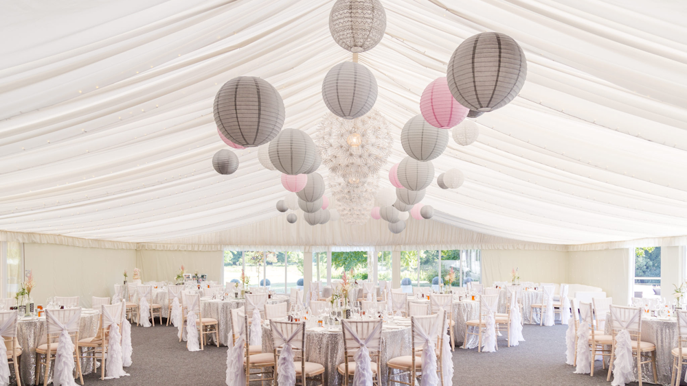 Pretty Pink and Sophisticated Grey Wedding Lanterns