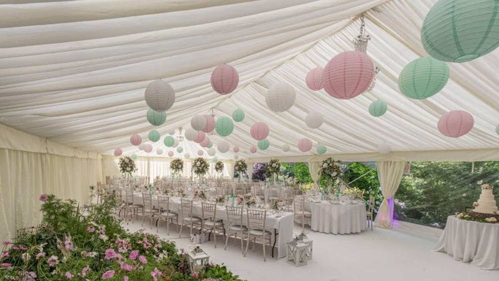 Pink and Mint Paper Lantern Canopy