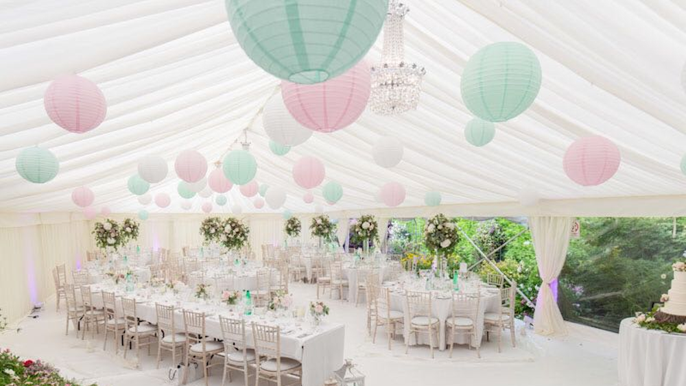 Pink and Mint Paper Lantern Canopy