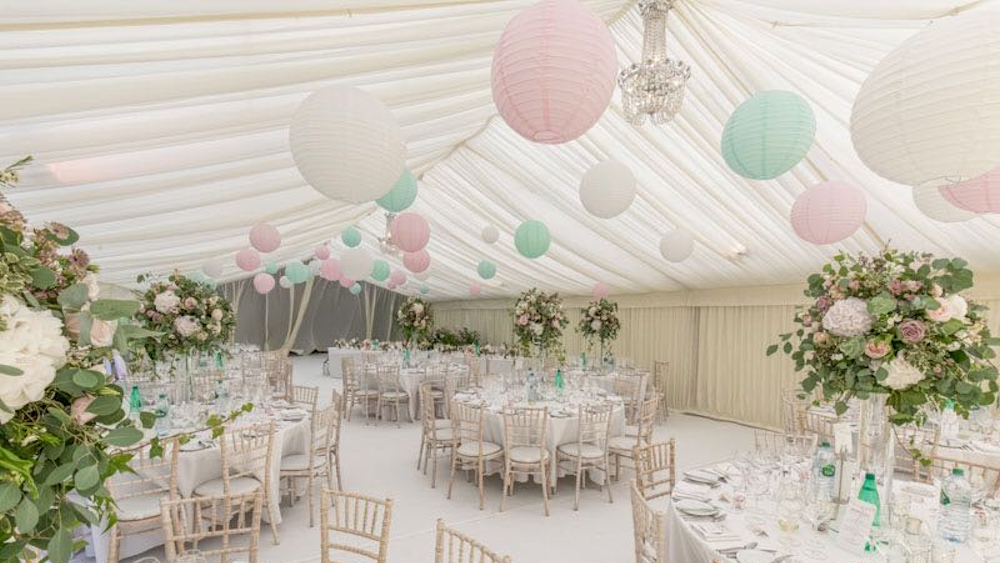 Pink and Mint Paper Lantern Canopy