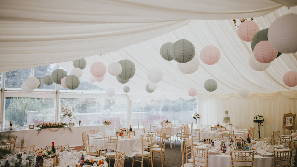 Julie and Craig's Sage and Pink Wedding Lanterns