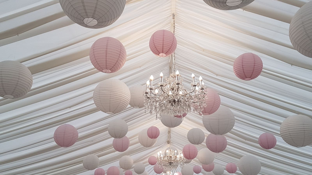 Pink and White Paper Wedding Lanterns