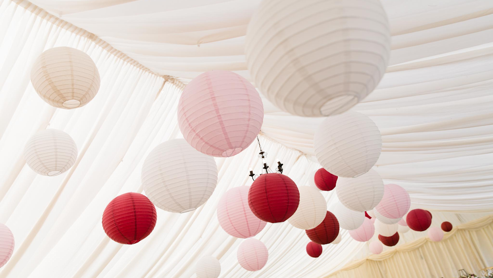 Rich Red and Soft Pink Hanging Lanterns