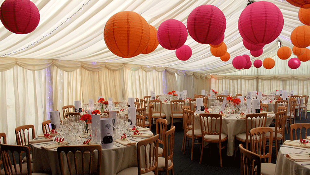 Bring Warmth to your Marquee Wedding with Coloured Paper Lanterns