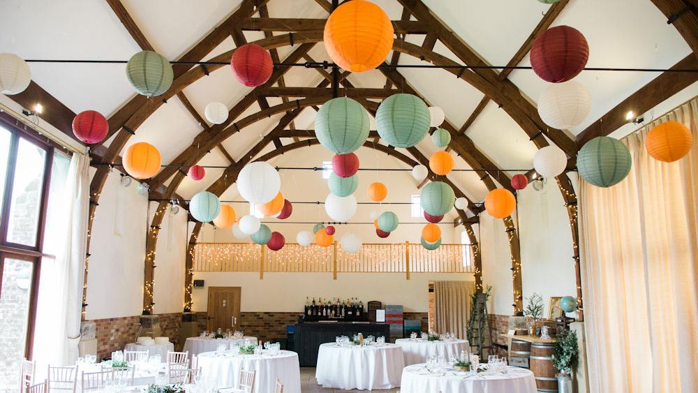 Autumnal Coloured Lanterns at Long Furlong Barn