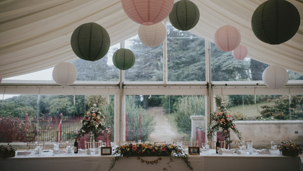 Julie and Craig's Sage and Pink Wedding Lanterns