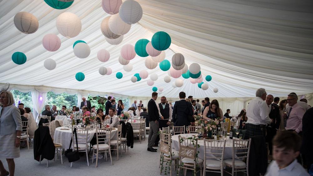 Teal and Pink Wedding Marquee Lanterns