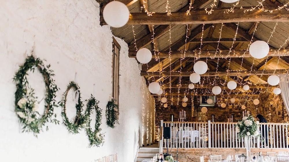 Cream Wedding Lanterns at Askham Hall