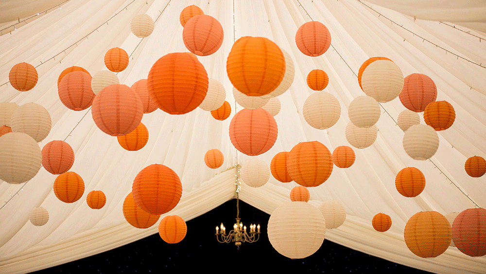 Vibrant paper hanging lanterns 