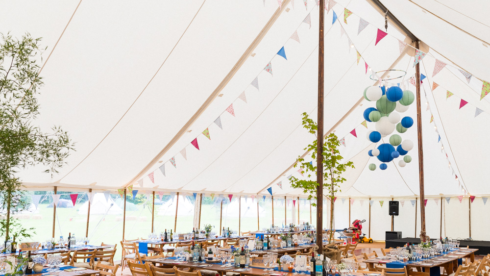 Cluster of Green and Blue Wedding Lanterns